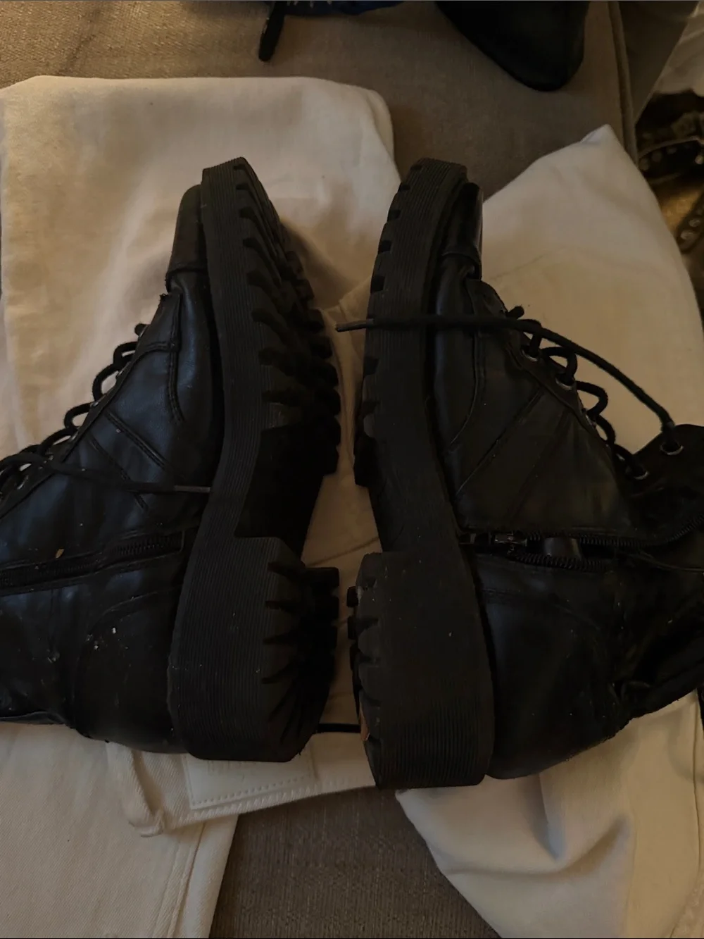 Justin Boots Black Leather Lace-Up Work Boots